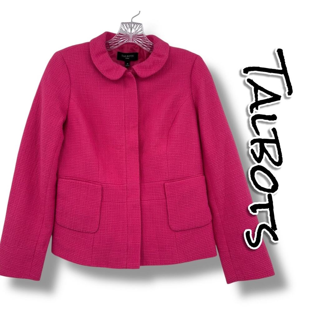 NWT Talbots Full Zip Blazer Suit Jacket Pink Office Bright Career Womens Size 4P